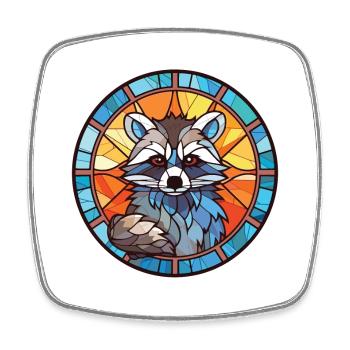 Raccoon Colorful Watercolor Animal Illustration - Square fridge magnet - white - Front