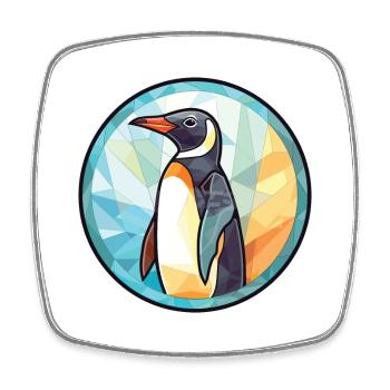 Penguin Colorful Watercolor Animal Illustration - Square fridge magnet - white - Front