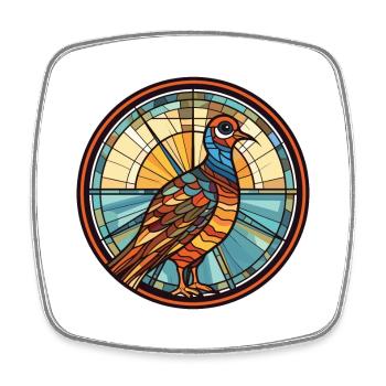 Pheasant Colorful Watercolor Animal Illustration - Square fridge magnet - white - Front
