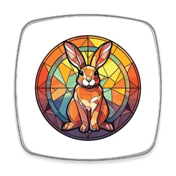 Lapin Aquarelle colorée Animal Animal Illustration - Magnet carré - blanc - Devant