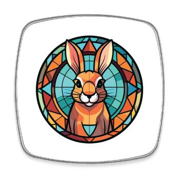 Lapin Aquarelle colorée Animal Animal Illustration - Magnet carré - blanc - Devant