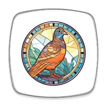 Quail Colorful Watercolor Animal Pet Illustration - Square fridge magnet - white - Front