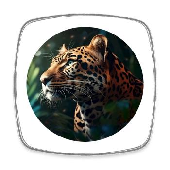 Leopard Face Up for wildlife fan and nature lover - Square fridge magnet - white - Front