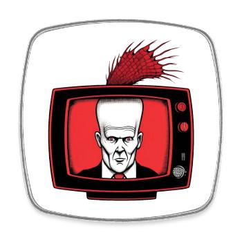 Fernseher 01 - Viereckiger Kühlschrankmagnet - Weiß - Vorne