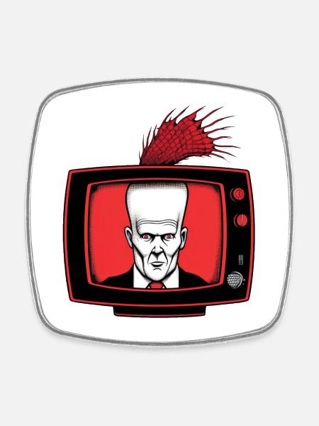 TV 01 - Square fridge magnet - white