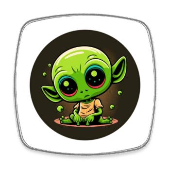 Baby-Alien - Viereckiger Kühlschrankmagnet - Weiß - Vorne