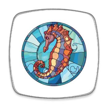 Sea Horse Aquarelle colorée Illustration d’animaux - Magnet carré - blanc - Devant
