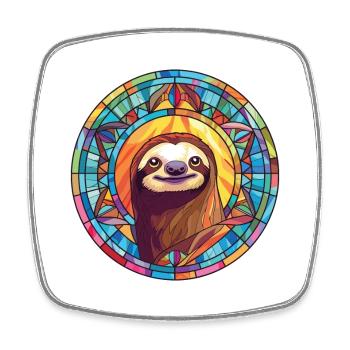 Paresseux coloré Aquarelle Animal Animal Illustration - Magnet carré - blanc - Devant