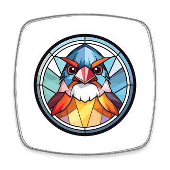 Moineau Aquarelle colorée Illustration d’animaux - Magnet carré - blanc - Devant