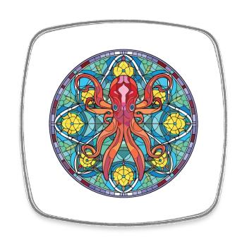 Squid Colorful Watercolor Animal Pet Illustration - Square fridge magnet - white - Front