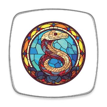 Snake Colorful Watercolor Animal Pet Illustration - Square fridge magnet - white - Front