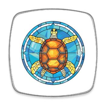 Turtle Colorful Watercolor Animal Pet Illustration - Square fridge magnet - white - Front