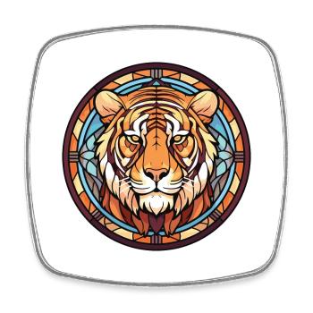 Tiger Buntes Aquarell Tier Haustier Illustration - Viereckiger Kühlschrankmagnet - Weiß - Vorne