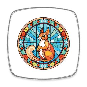 Eichhörnchen Bunte Aquarell-Tierillustration - Viereckiger Kühlschrankmagnet - Weiß - Vorne