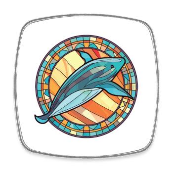 Wal Buntes Aquarell Tier Haustier Illustration - Viereckiger Kühlschrankmagnet - Weiß - Vorne