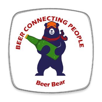 Beer Bear - Viereckiger Kühlschrankmagnet - Weiß - Vorne