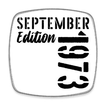 53. Geburtstag September 1973 - 53 Jahre alt - Viereckiger Kühlschrankmagnet - Weiß - Vorne