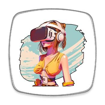 Mädchen VR 01 - Viereckiger Kühlschrankmagnet - Weiß - Vorne