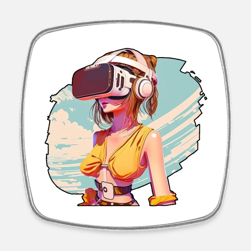 Girl VR 01 - Square fridge magnet - white