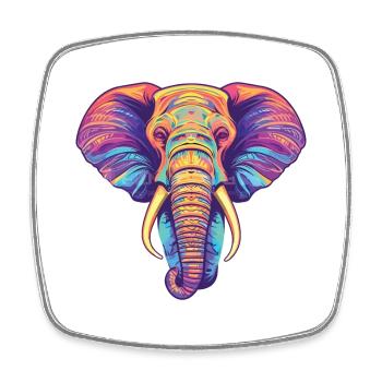 Elephant Colorful Aquarelle Animal Illustration - Magnet carré - blanc - Devant
