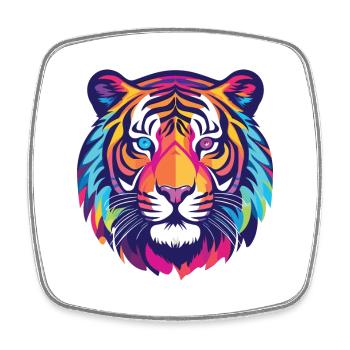 Tiger Colorful Watercolor Animal Pet Illustration - Square fridge magnet - white - Front