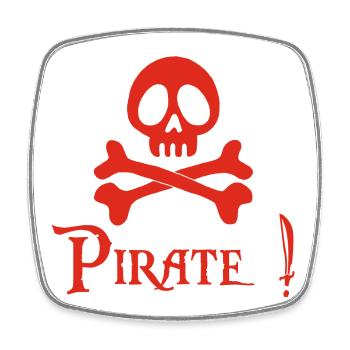 Pirate! (red) - Square fridge magnet - white - Front