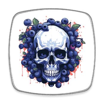 Berry Skull Art Blue - Square fridge magnet - white - Front
