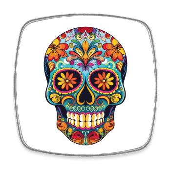 Colorful skull pattern - Square fridge magnet - white - Front