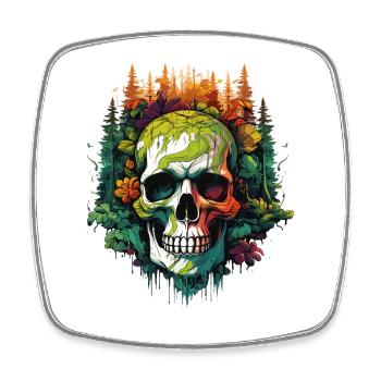 Rainbow Skull in the Jungle - Square fridge magnet - white - Front