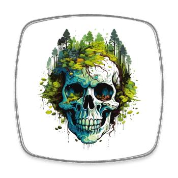 Forest Skull: Nature Meets Skull - Square fridge magnet - white - Front