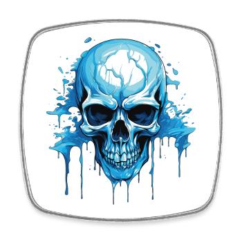 Blue Skull Ink Flow - Square fridge magnet - white - Front