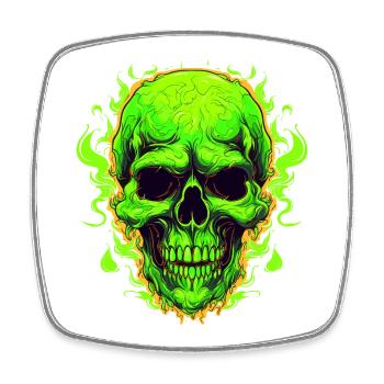 Neon Flames Skull Design - Square fridge magnet - white - Front