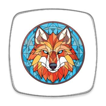 Wolf Colorful Watercolor Animal Pet Illustration - Square fridge magnet - white - Front