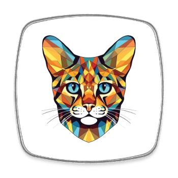 Bengalkatze Bunte Aquarell-Tierillustration - Viereckiger Kühlschrankmagnet - Weiß - Vorne