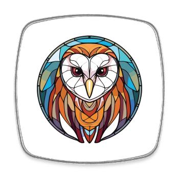 Chouette effraie Aquarelle colorée Illustration d’animaux - Magnet carré - blanc - Devant