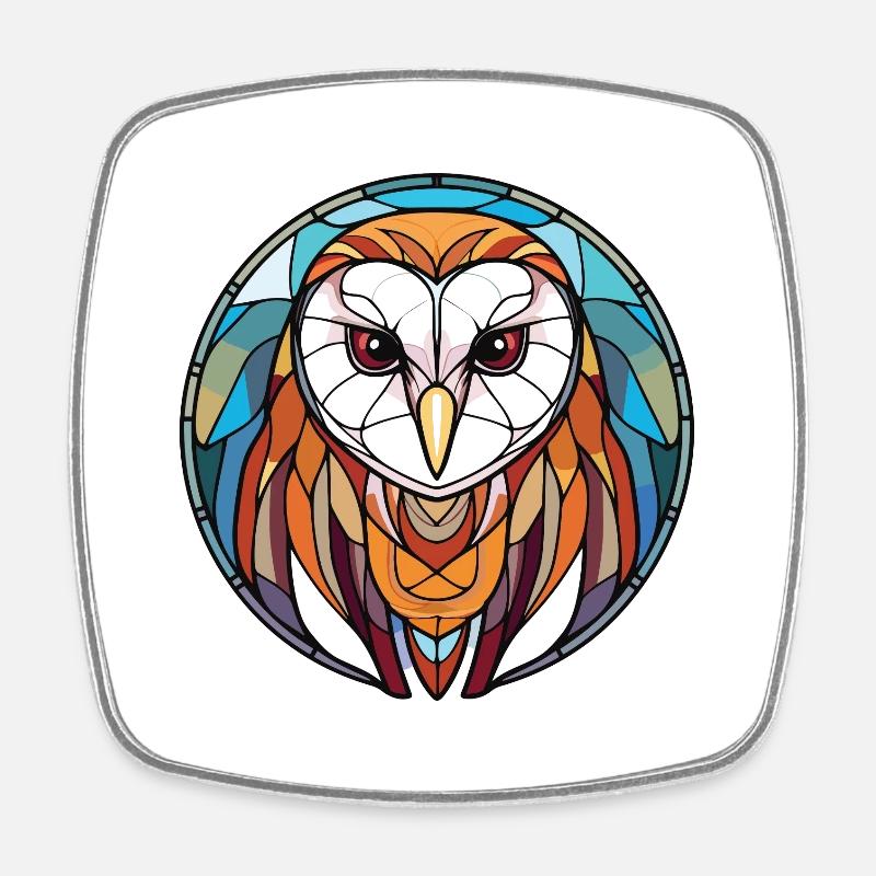 Chouette effraie Aquarelle colorée Illustration d’animaux - Magnet carré - blanc