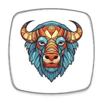 Bison Afrikanischer Büffel Buntes Aquarell Tier - Viereckiger Kühlschrankmagnet - Weiß - Vorne