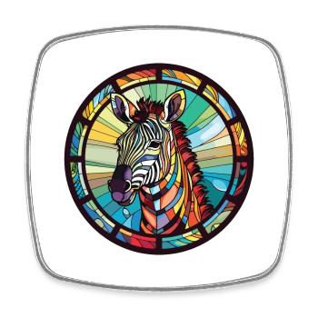 Zebra Colorful Watercolor Animal Pet Illustration - Square fridge magnet - white - Front