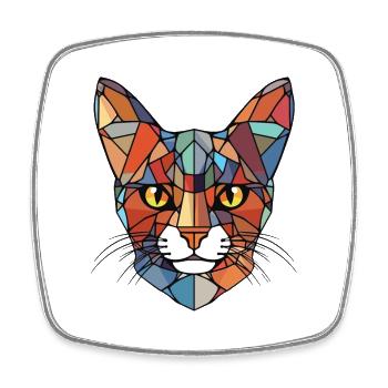 European Shorthaired Domestic Cat Breed Colorful - Square fridge magnet - white - Front