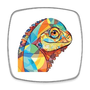 Chameleon Colorful Watercolor Animal Illustration - Square fridge magnet - white - Front