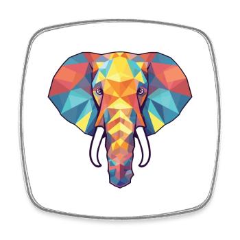 Elefant Bunte Aquarell-Tierillustration - Viereckiger Kühlschrankmagnet - Weiß - Vorne