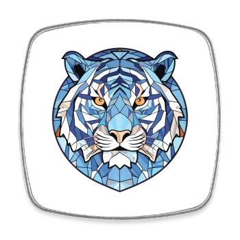 Blauer aquatischer Tiger Buntes Aquarell Tier Haustier - Viereckiger Kühlschrankmagnet - Weiß - Vorne