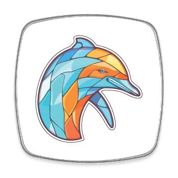 Delphin Bunte Aquarell-Tierillustration - Viereckiger Kühlschrankmagnet - Weiß - Vorne