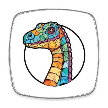 Dinosaurier Bunte Aquarell-Tierillustration - Viereckiger Kühlschrankmagnet - Weiß - Vorne