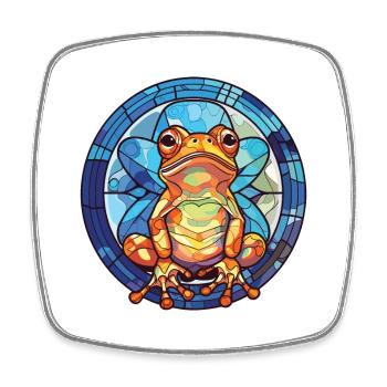 Frog Colorful Watercolor Animal Pet Illustration - Square fridge magnet - white - Front