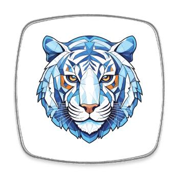 Blauer aquatischer Tiger Buntes Aquarell Tier Haustier - Viereckiger Kühlschrankmagnet - Weiß - Vorne