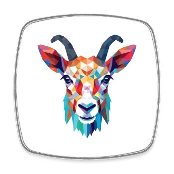 Goat Colorful Watercolor Animal Pet Illustration - Square fridge magnet - white - Front