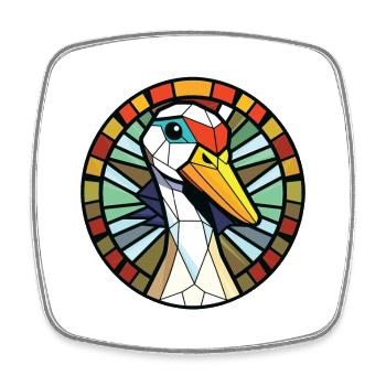 Goose Colorful Watercolor Animal Pet Illustration - Square fridge magnet - white - Front