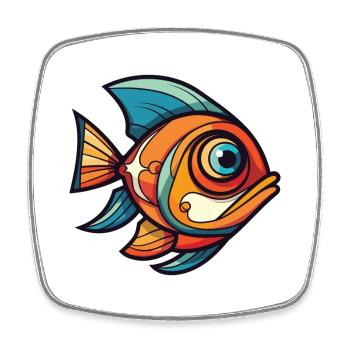 Fish Colorful Watercolor Animal Pet Illustration - Square fridge magnet - white - Front