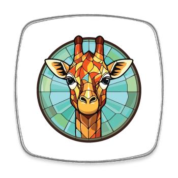 Giraffe Bunte Aquarell-Tierillustration - Viereckiger Kühlschrankmagnet - Weiß - Vorne